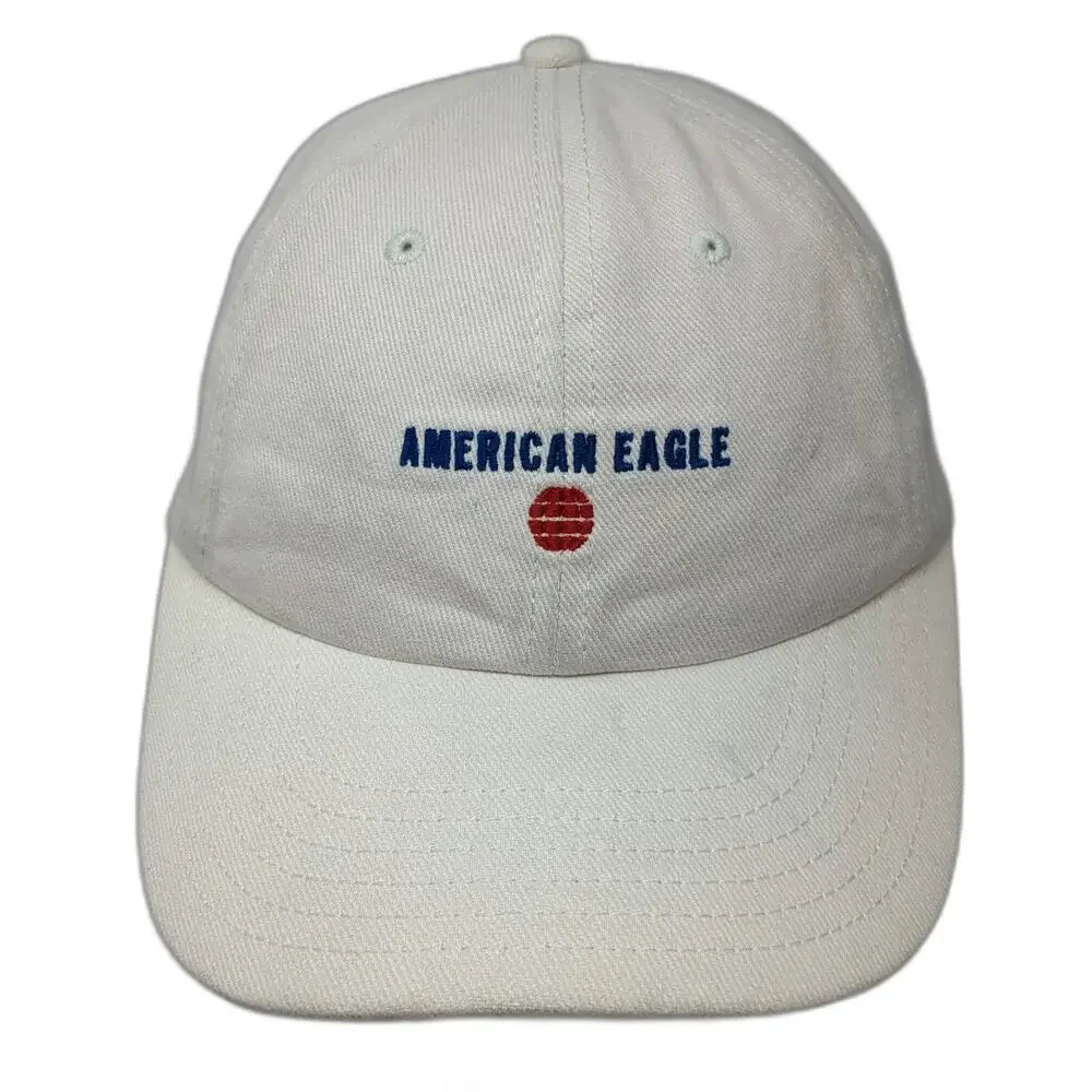 American Eagle Baseball Cap Beige One Size Embroidered Logo Twill Slideback Hat